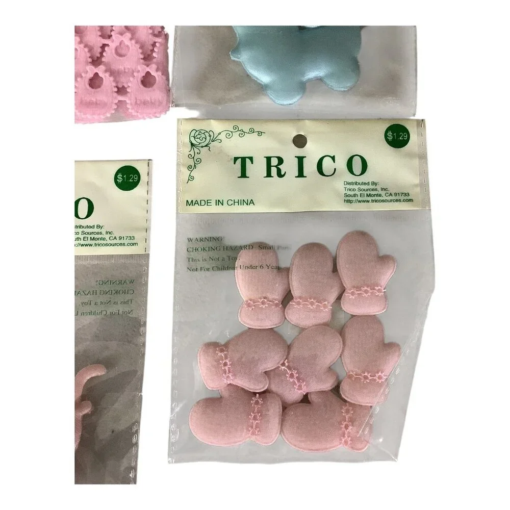 Trico Baby Themed Craft Embellishments 4 Sets‎ Pink And Blue Colors